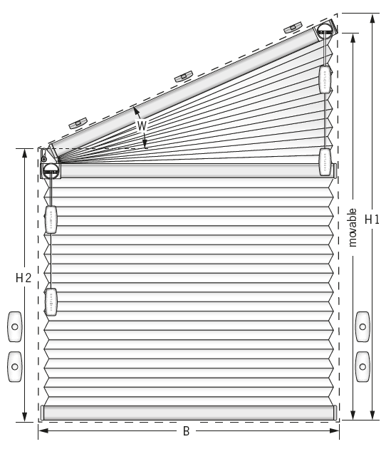 F Slope 2 freehanging special shape honeycomb blinds