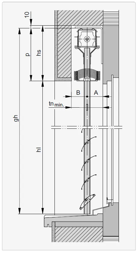 vertical guide rail fix L recessed